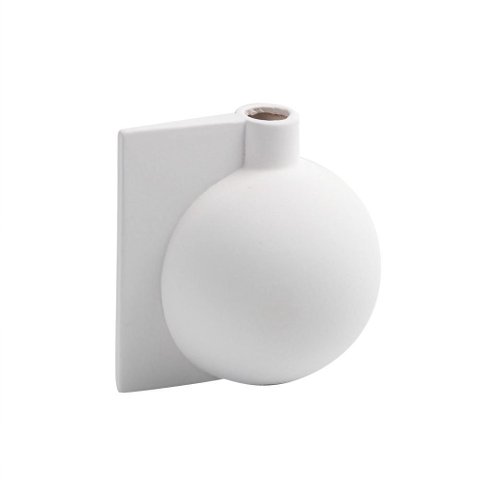 Vaso Decorativo 12 Cm Detalhe Formas Retas em Ceramica Branco