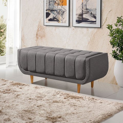 Recamier Alemanha 1,30M com Base Madeira Linho Sofatec