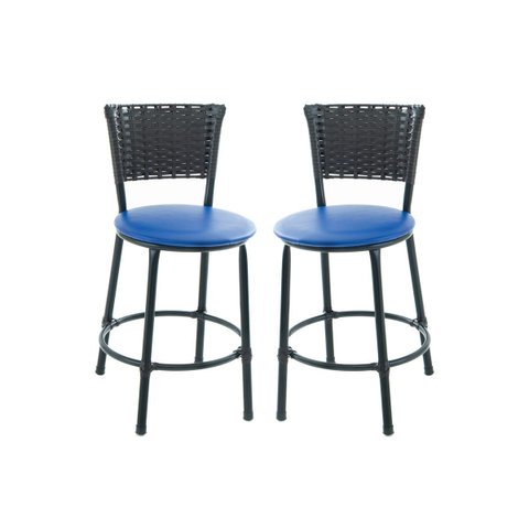 Kit 2 Banquetas Baixa Area Gourmet Encosto Juncado