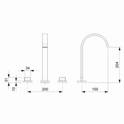Misturador para Lavatório de Mesa 3 Furos Bica Alta com Válvula de Escoamento Flow Preto Matte Celit - 2