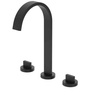 Misturador para Lavatório de Mesa 3 Furos Bica Alta com Válvula de Escoamento Flow Preto Matte Celit