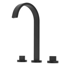 Misturador para Lavatório de Mesa 3 Furos Bica Alta com Válvula de Escoamento Flow Preto Matte Celit - 3