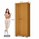 Ver imagem 3 de Armário Lavanderia Alto Multiuso Suporte Vassoura Escritório com Chave 2 Portas Freijó