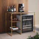Ver imagem 1 de Aparador Adega Industrial Bar Barzinho Bourbon Aço Dourado e Carvalho 95 Cm