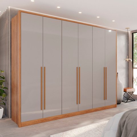 Guarda-Roupa 6 Portas 6 Gavetas Plus 100% MDF Anápolis Laranja/Cinamomo/Off White