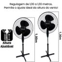 Ver imagem 7 de Ventilador Pedestal de Coluna Turbo 3 Pás Oscilante Silencioso 40cm Regulável 3 Velocidades 127v