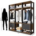 Ver imagem 4 de Módulo Guarda Roupa Closet Casal 1 Porta 2 Gavetas Titan Preto Velluto/Freijó - Móveis Leão