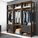 Ver imagem 2 de Módulo Guarda Roupa Closet Casal 1 Porta 2 Gavetas Titan Preto Velluto/Freijó - Móveis Leão