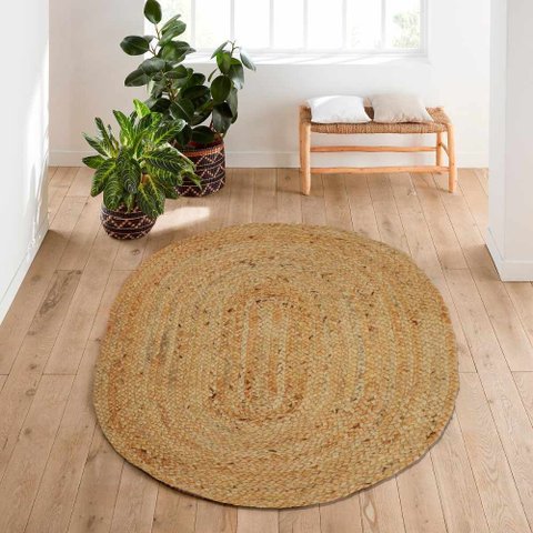 Tapete Oval Juta Timbu 1,00 x 1,50 Bege Niazitex