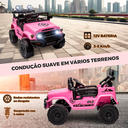 Ver imagem 3 de Carrinho Elétrico Infantil Carro Motorizado Jipe 12v Rosa Off-road Caminhonete de Criança - Car Kids