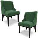 Ver imagem 1 de Kit 2 Cadeiras Decorativas Sala de Jantar Base Fixa de Madeira Firenze Veludo Verde/Preto G19 - Gran