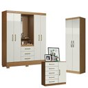 Ver imagem 1 de Guarda Roupa Solteiro Paris 2045150 com Armário Multiuso 2 Portas New 2000192 e Cômoda Sapateira Mil