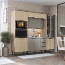 Ver imagem 1 de Cozinha Completa Modulada 5 Peças com Porta Ripada e Cristaleira Lavínia Bege/Imperial/Fumê