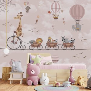 Papel De Parede Safari Animais Quarto De Bebê Infantil M² PP01R