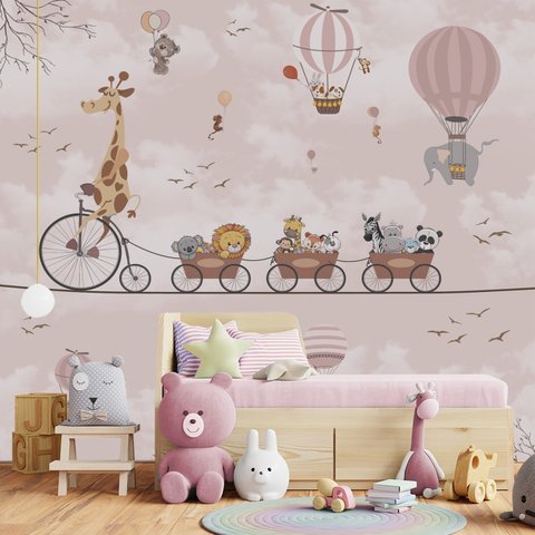Papel De Parede Safari Animais Quarto De Bebê Infantil M² PP01R