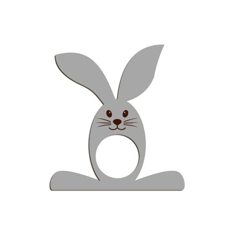 Porta Guardanapo Coelho com Carinha 9cmx9,8cm Kit 4 Peças - Cria Arte Laser Cinza