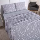 Ver imagem 2 de Jogo de Cama Lençol Casal Poá 100% Algodão Cinza Estampado Bolinha Toque Macio 4 Peças