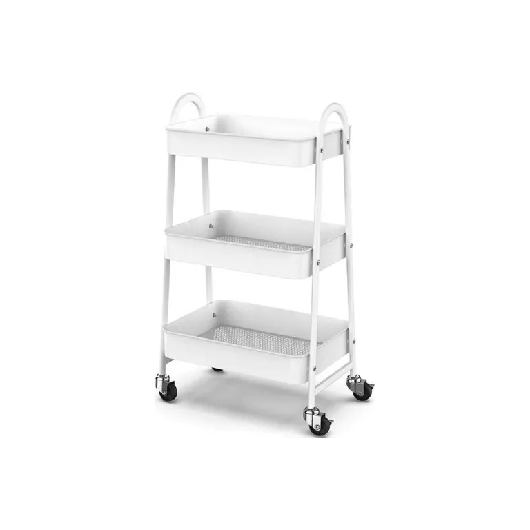 Carrinho Organizador Multiuso 3 Prateleiras Metal Branco