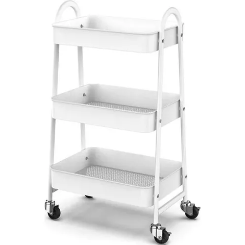Carrinho Organizador Multiuso 3 Prateleiras Metal Branco