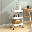 Ver imagem 3 de Carrinho Organizador Multiuso 3 Prateleiras Metal Branco