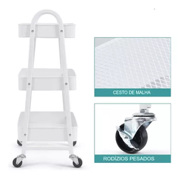 Carrinho Organizador Multiuso 3 Prateleiras Metal Branco - 2