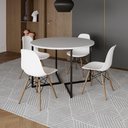 Ver imagem 1 de Mesa Jantar Industrial Redonda 110Cm Branca Base V Ferro Preto C/4 Cadeiras Branca Base Made Branco