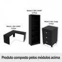 Ver imagem 2 de Conjunto Home Office 3 Peças com 1 Mesa em L, 1 Gaveteiro e 1 Estante para Livros Preto - Pnr Móveis