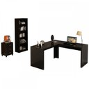 Ver imagem 6 de Conjunto Home Office 3 Peças com 1 Mesa em L, 1 Gaveteiro e 1 Estante para Livros Preto - Pnr Móveis