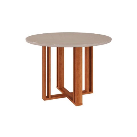 Mesa de Sala Jantar Flora C-tampo com Vidro 109x109cm Cinamomo Off White