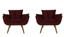 Ver imagem 1 de Conjunto 2 Poltronas Decorativa Estofada Para Salão de Beleza Opala Suede Vermelho Bordo - LM DECOR