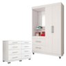 Cômoda 8050 e Guarda Roupa Solteiro Cap2322 Branco - Araplac - 1