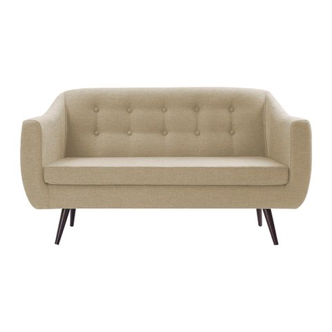Sofá Decorativo 2 Lugares Pés Palito Cuddle Linho Bege - Gran Belo