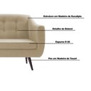 Ver imagem 3 de Sofá Decorativo 2 Lugares Pés Palito Cuddle Linho Bege - Gran Belo