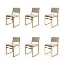 Ver imagem 1 de Kit 6 Cadeiras de Jantar Industrial Isa Assento Veludo Bege Base Dourado