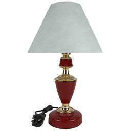 Abajur Clássico Trinity Quarto Sala Luminária Decoração – Vermelho Málaga Cúpula Branca - 1