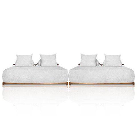 Sofá 4 Lugares Ilha 2 Módulos 180cm Viero S06 Bouclê Branco - Mpozenato