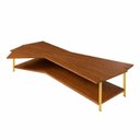 Ver imagem 3 de Mesa de Centro Caribe 170cm em Madeira Laminada Imbuia Mel com Metal Gold