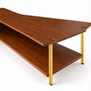 Ver imagem 5 de Mesa de Centro Caribe 170cm em Madeira Laminada Imbuia Mel com Metal Gold