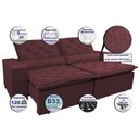 Ver imagem 7 de Sofá Lisboa 2,72m Retrátil, Reclinável com Molas no Assento Tecido Suede Velusoft Vinho - Cama