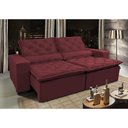 Ver imagem 1 de Sofá Lisboa 2,72m Retrátil, Reclinável com Molas no Assento Tecido Suede Velusoft Vinho - Cama