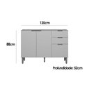 Ver imagem 2 de Módulo Cozinha Linea Selene Selene s/Tampo c/2 Pta e 3 Gav 120cm Jequitiba/Off White Fosco Linea