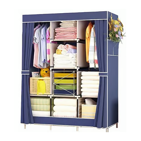 Guarda Roupa Portátil 2 Portas Cor Azul
