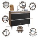Ver imagem 4 de Balcão Cozinha Gabinete Pia 1m 2 Portas Madeira Freijó Preto
