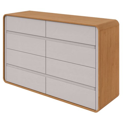 Comoda 8 Gavetas Loop - Lopas Amendoa Clean/Off White