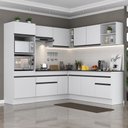 Ver imagem 1 de Armário de Cozinha Completa de Canto com Rodapé Veneza Multimóveis MP2080.964 Branco/Preto
