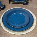 Ver imagem 2 de Jogo 4 Prato Raso de Jantar Ceramica Azul Linear Rústico 27cm Lyor