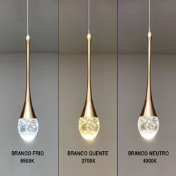 Lustre Pendente Led 3 em 1 Cristal Gota Moderno Iluminaçao Casa Sala Recepçao Quarto Luxo Ambiente C - 2