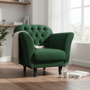 Ver imagem 1 de Poltrona Decorativa Dália Suede Verde Pés Madeira Mz Decor