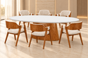 Ver imagem 1 de Sala de Jantar Mesa Oval 2x1 e 6 Cadeiras Malva- Imperial:Linho Cru