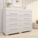 Ver imagem 1 de Cômoda Infantil 8 Gavetas 100% MDF 112cm Brincare Espresso Móveis Branco